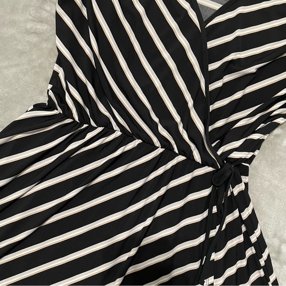Maurices Asymmetrical Striped Faux Wrap Around Dress Size Large - Picture 2 of 8